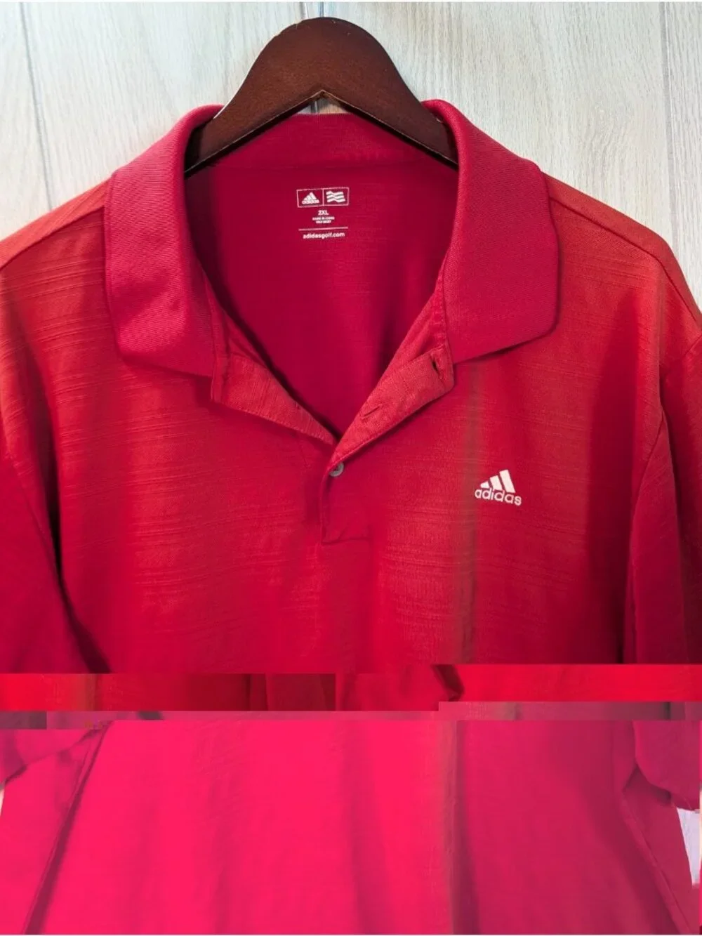 Adidas Mens 2XL Red Golf Polo Shirt Short Sleeve Athletic Casual Performance